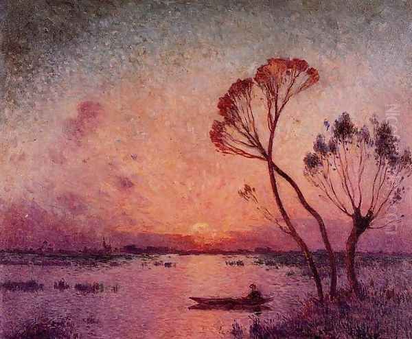 Sunset at Briere Oil Painting by Ferdinand Loyen Du Puigaudeau