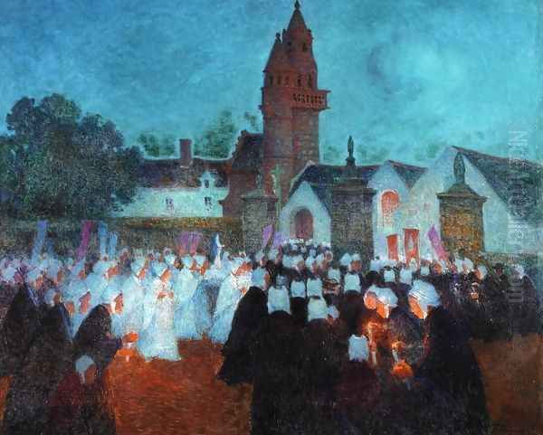 Procession at Nenvic Oil Painting by Ferdinand Loyen Du Puigaudeau