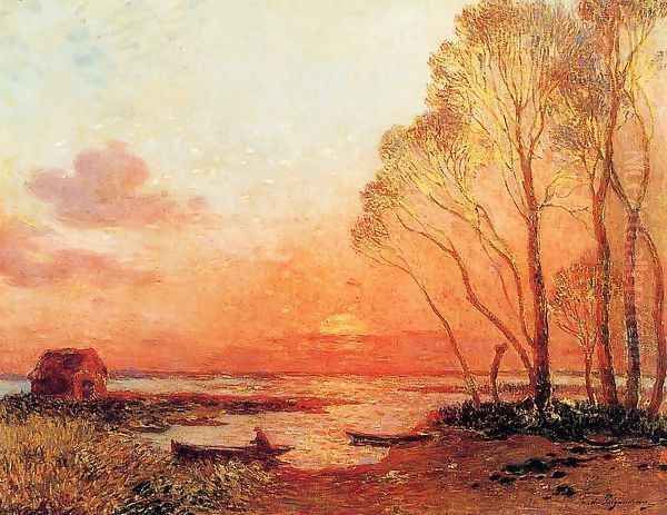 Sunset on the Brfiere Oil Painting by Ferdinand Loyen Du Puigaudeau