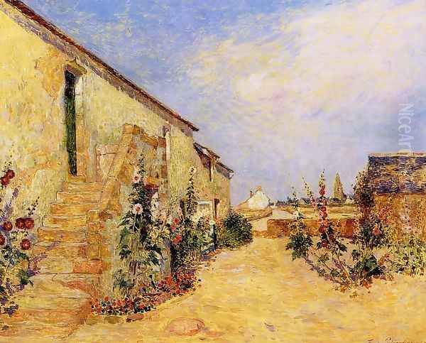 Kervaudu Garden, Climbing Roses Oil Painting by Ferdinand Loyen Du Puigaudeau