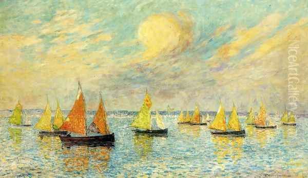 The Return of the Fishing Fleet, Croisic Oil Painting by Ferdinand Loyen Du Puigaudeau