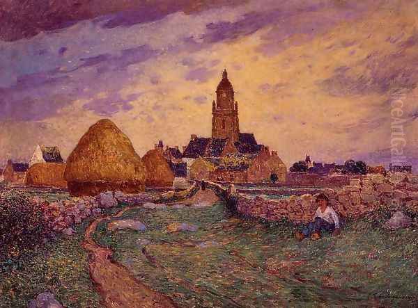 Path in Front of the Church of Croisic Oil Painting by Ferdinand Loyen Du Puigaudeau