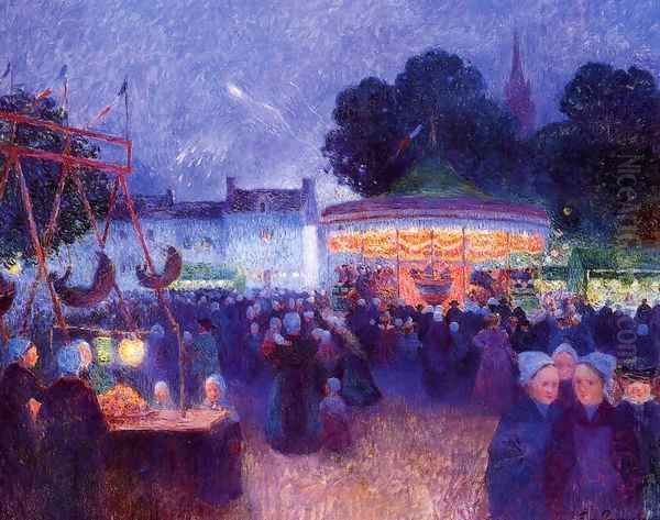 Carnival at Night Saint-Paul de Leon 1894 Oil Painting by Ferdinand Loyen Du Puigaudeau