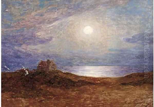 Clair de lune sur la cate de Croisic Oil Painting by Ferdinand Loyen Du Puigaudeau