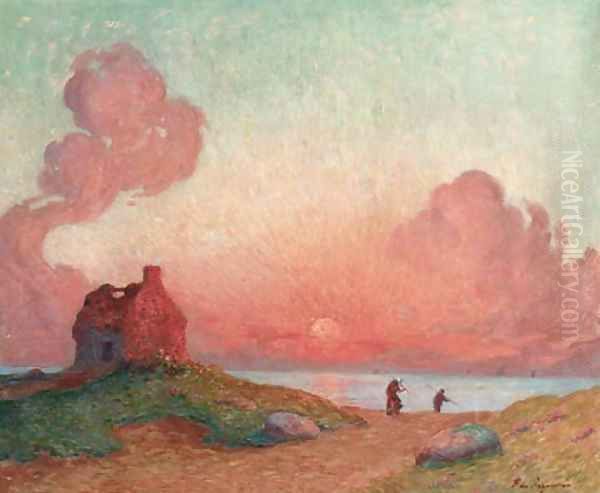 Coucher de soleil Oil Painting by Ferdinand Loyen Du Puigaudeau