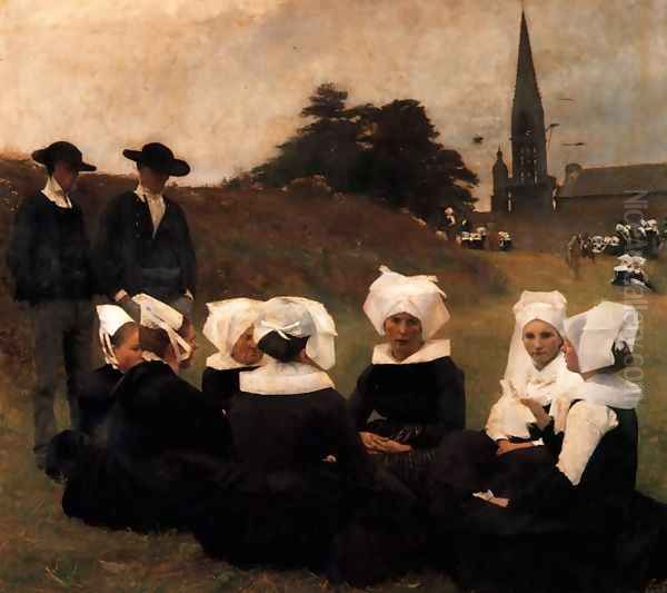 Dagnan Breton Women At A Pardon Oil Painting by Dagnan-bouveret Pascal