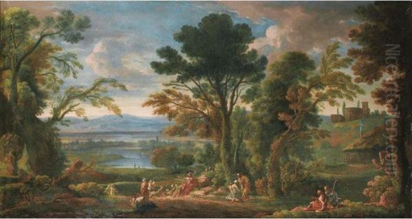 Landscape With The Preaching Of Stjohn The Baptist Oil Painting by Andrea Locatelli