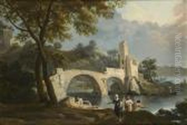 Baigneurs Dans Une Riviere Oil Painting by Andrea Locatelli