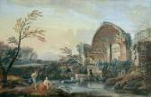 Der Sibyllentempel Bei Paestum. Oil Painting by Andrea Locatelli