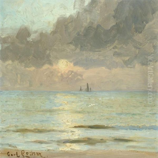 Solopgang I December, Skagen Sonderstrand Oil Painting by Carl Locher