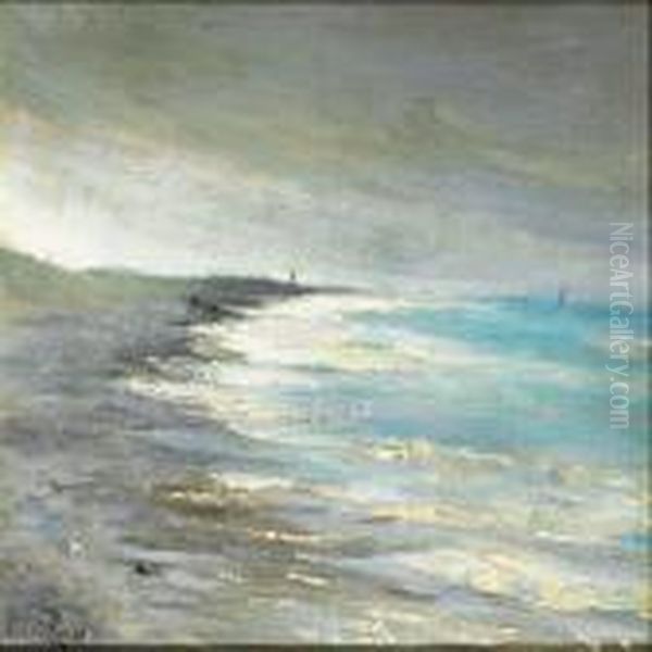 Coastal View From Skagen Oil Painting by Carl Locher