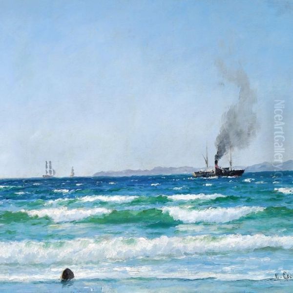 Summer Day In The Sound Off Hornbaek Oil Painting by Carl Locher