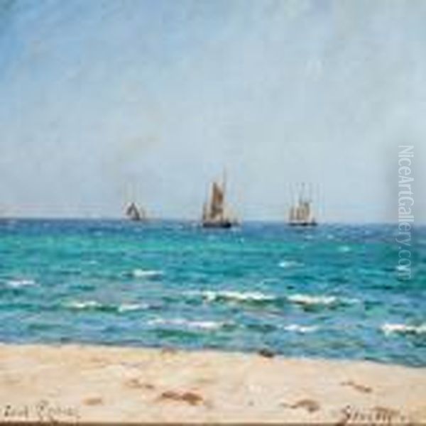 Sailing Ships At Sea, Skagen Oil Painting by Carl Locher