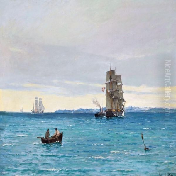 Traffic In The Sound Oil Painting by Carl Locher