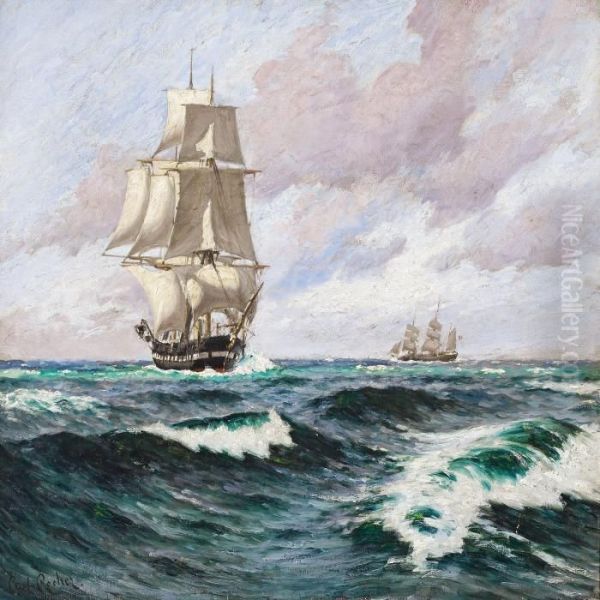 The Frigate Jutland Oil Painting by Carl Locher