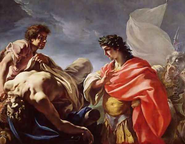 Achilles Contemplating the Body of Patroclus Oil Painting by Giovanni Antonio Pellegrini