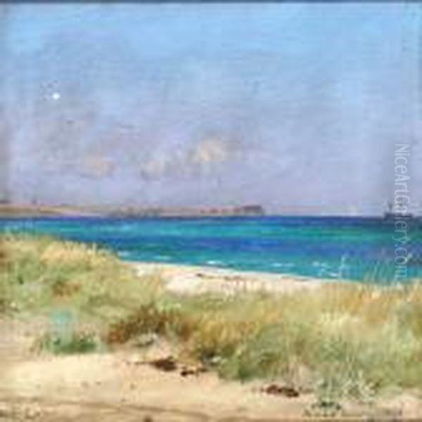 The Beach Of Hornbaek Oil Painting by Carl Locher