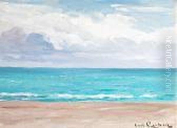 Seascape. Signed Carl Locher Oil Painting by Carl Locher