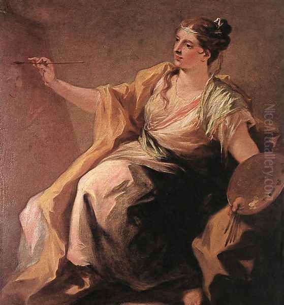 Allegory of Painting c. 1730 Oil Painting by Giovanni Antonio Pellegrini