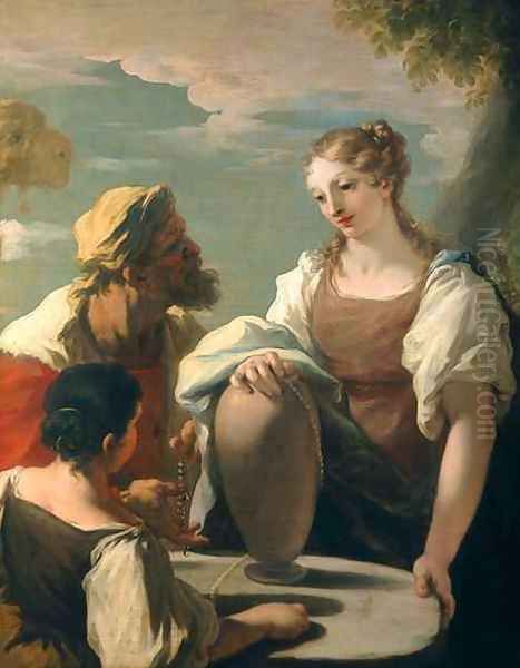 Rebecca at the Well Oil Painting by Giovanni Antonio Pellegrini