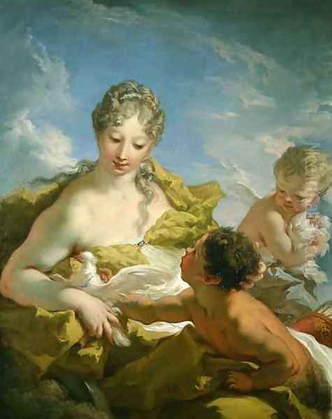 Venus and Cupid Oil Painting by Giovanni Antonio Pellegrini