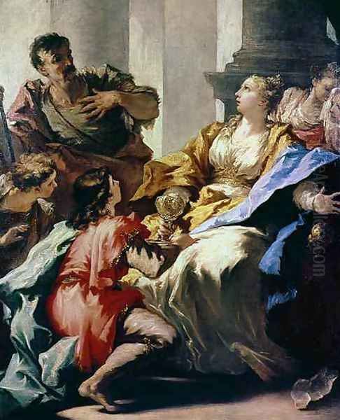 Sophonisba Receiving Poison Oil Painting by Giovanni Antonio Pellegrini