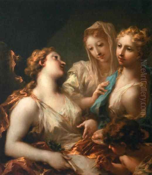 Painting and Drawing Instructing Love Oil Painting by Giovanni Antonio Pellegrini