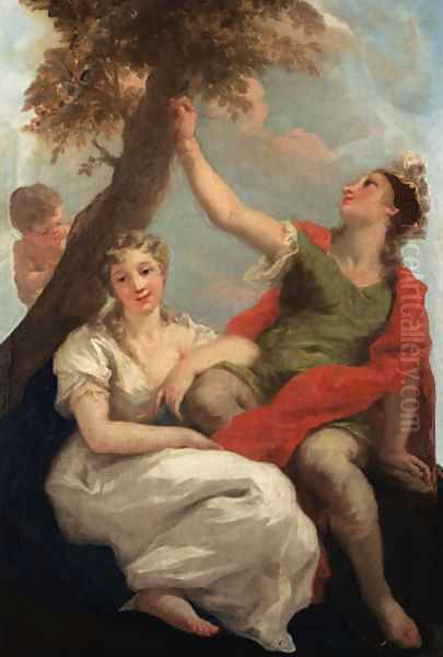 Angelica and Medoro Oil Painting by Giovanni Antonio Pellegrini