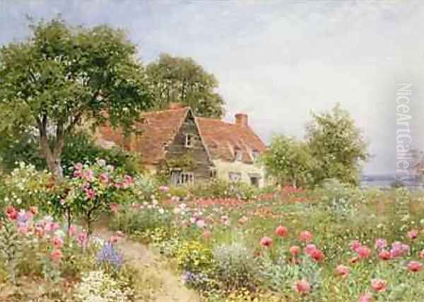 The Cottars Pride - A Cottage Garden Oil Painting by Harry Sutton Palmer