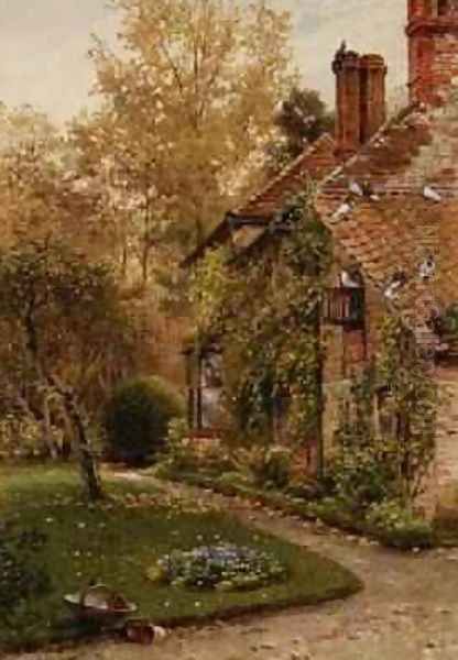 Round My House A Side of the Cottage, Elm Grove, Ripley, Surrey, 1880-86 Oil Painting by Harry Sutton Palmer