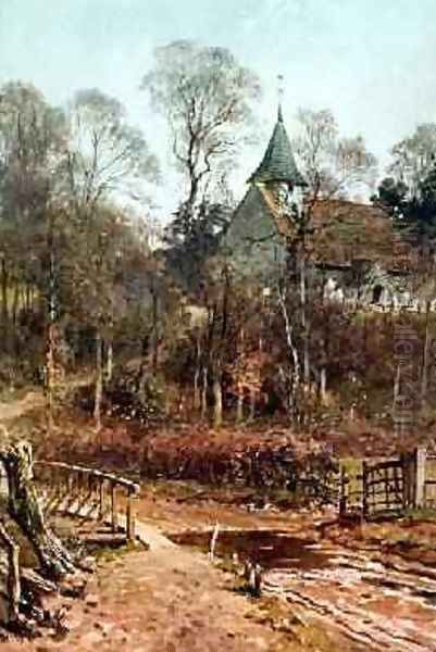 Round My House Pyrford Church, 1880-86 Oil Painting by Harry Sutton Palmer