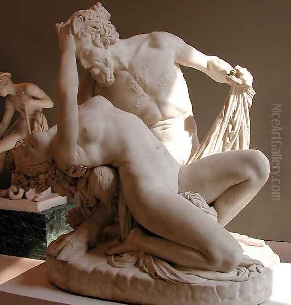 Satyre et Bacchante [detail #1] (Satyr and Bacchante) Oil Painting by James Pradier