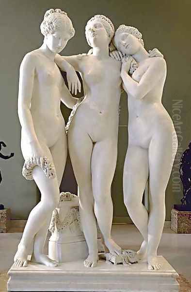 Les Trois Graces (The Three Graces) Oil Painting by James Pradier