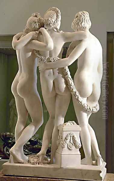 Les Trois Graces [detail #2] (The Three Graces) Oil Painting by James Pradier