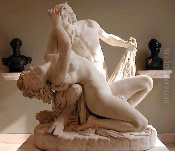 Satyre et Bacchante [detail #4] (Satyr and Bacchante) Oil Painting by James Pradier