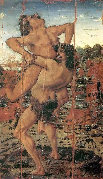 Hercules and Antaeus c. 1478 Oil Painting by Antonio Pollaiolo