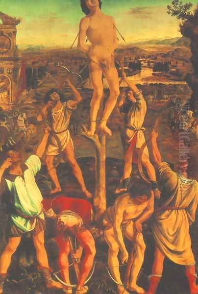 Martyrdom of St Sebastian 1473-75 Oil Painting by Antonio Pollaiolo