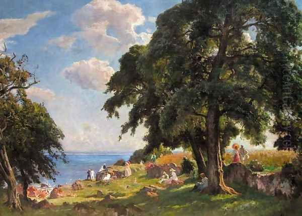 Above the Bathing Beach, Århus (Ved Århus Strand) Oil Painting by Viggo Christian Frederick Pedersen