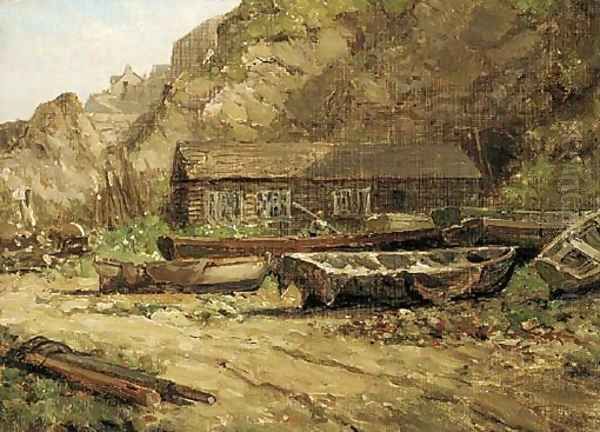 A boat yard, Newquay Oil Painting by Arthur Wilde Parsons