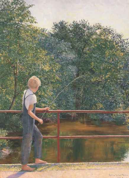 Boy Fishing 1929 Oil Painting by Lilla Calbot Perry