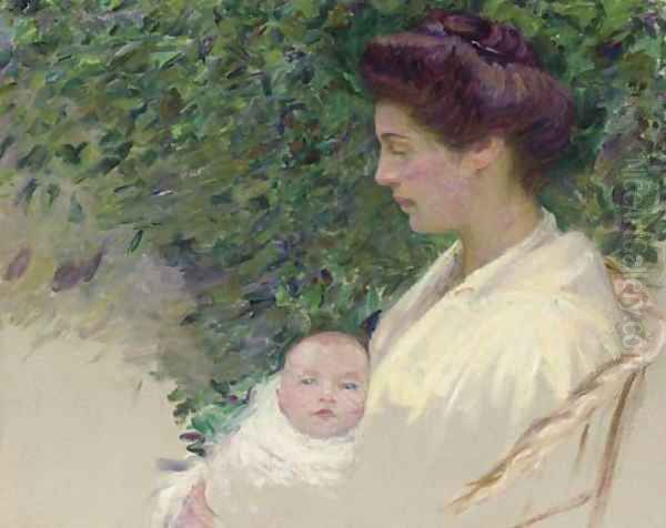 Mother and Baby (Alice Grew and Anita) Oil Painting by Lilla Calbot Perry