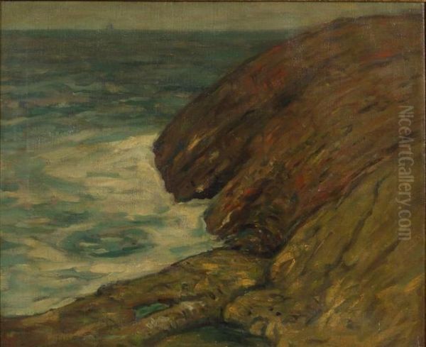 Rocky Shoreline Oil Painting by Robert Henry Logan