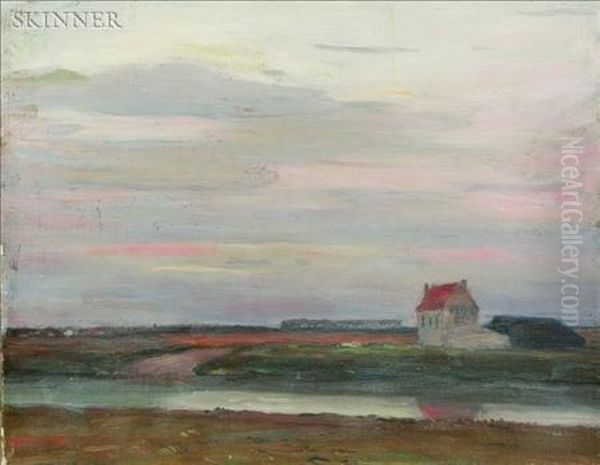 Salt Marsh And House Oil Painting by Robert Henry Logan