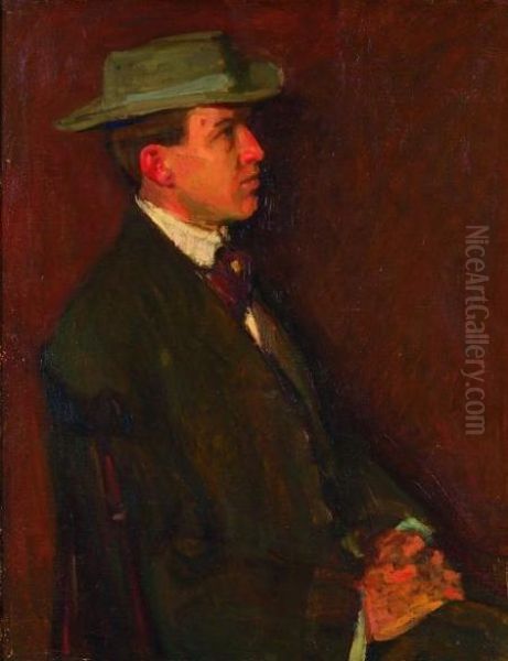 Gentleman In Profile Oil Painting by Robert Henry Logan