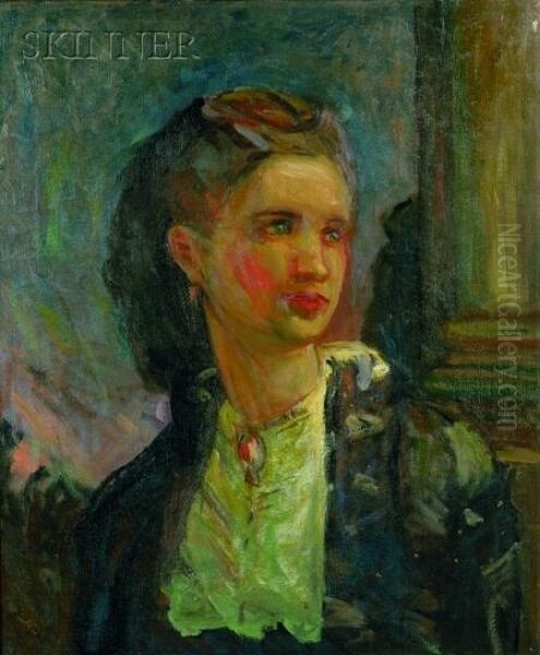 Portrait Of A Young Woman Oil Painting by Robert Henry Logan