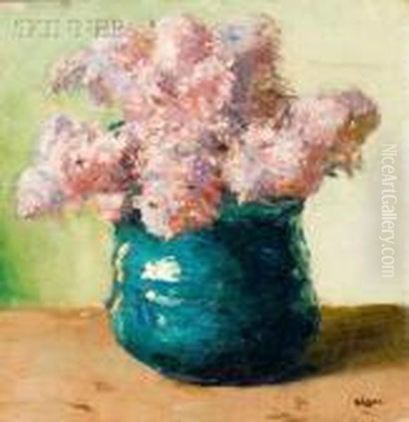 Lilacs In A Vase Oil Painting by Robert Henry Logan