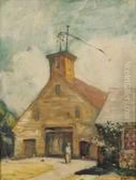 Barn With Weathervane Oil Painting by Robert Henry Logan