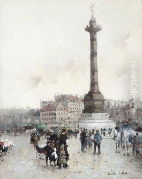 Place De La Bastille Oil Painting by Luigi Loir