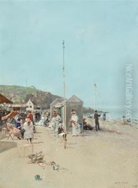 Sur La Plage Oil Painting by Luigi Loir