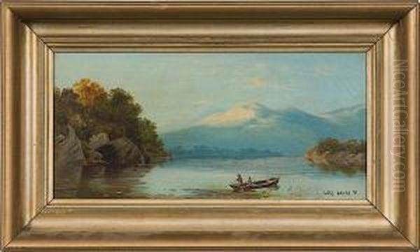 Lakescene Oil Painting by Luigi Loir